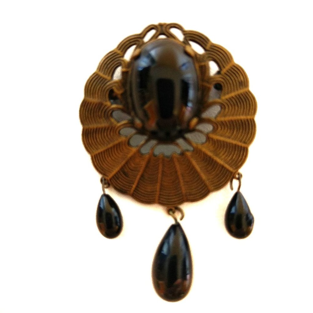 Antique Victorian Teardrop Mourning Brooch Pin